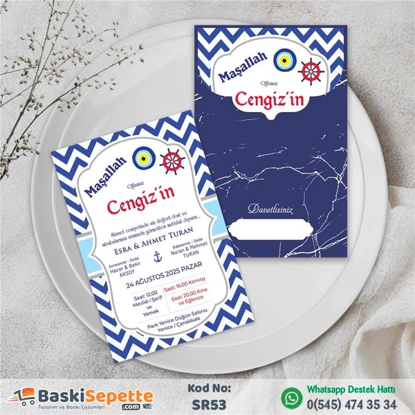Geometrik Desenli Sünnet Davetiyesi