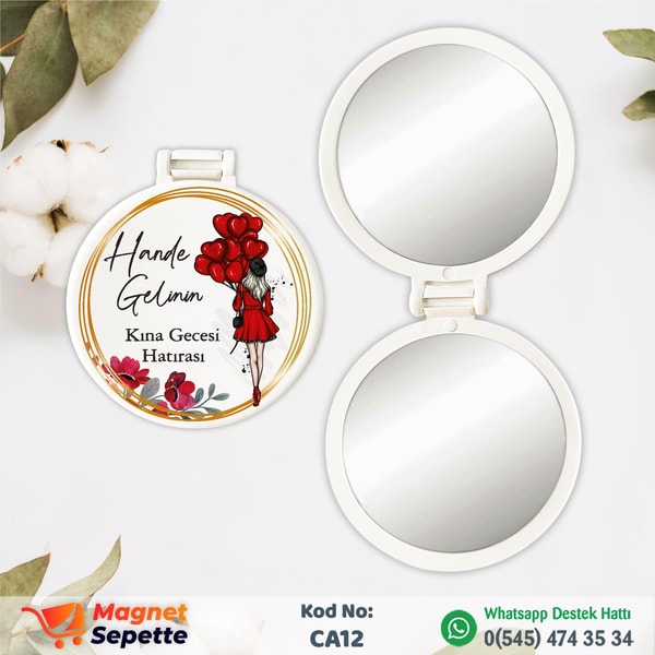 Kız Figürlü Kına Gecesi Cep Aynası