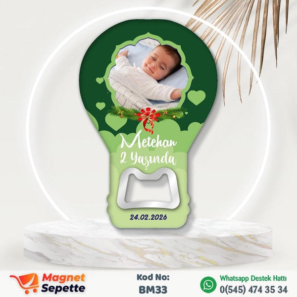 Kurdeleli Yeşil Balon Magnet