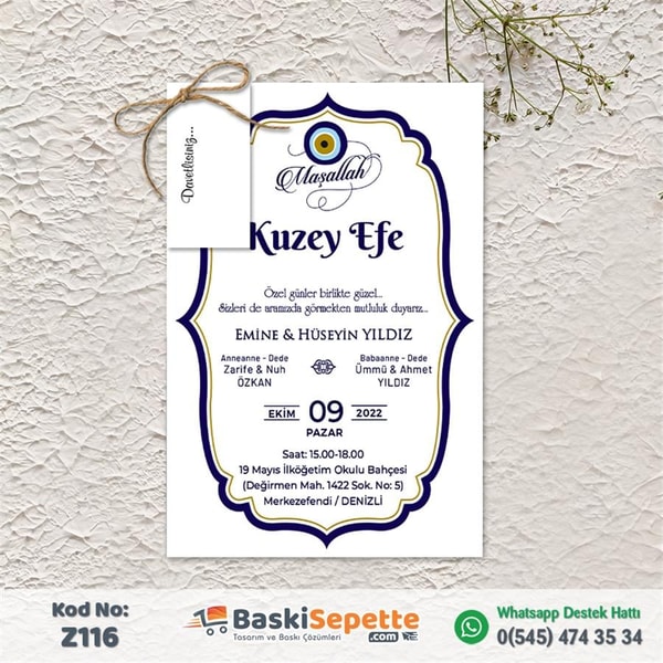 Maşallah Konseptli Sünnet Davetiyesi