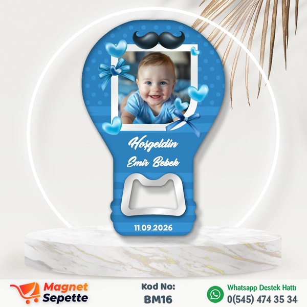 Mavi Çizgili Balon Magnet