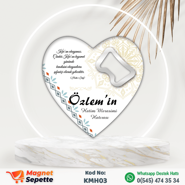 Motifli Kalp Hatim Magnet