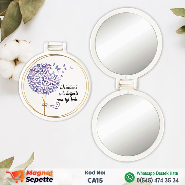 Ortanca Çiçekli Cep Aynası