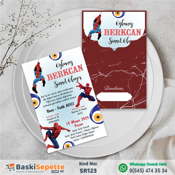 Örümcek Adam Temalı Sünnet Davetiyesi