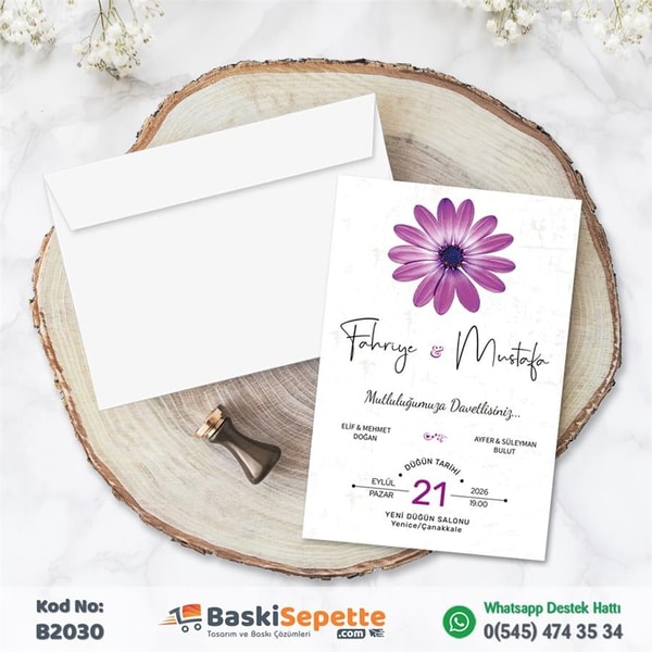 Papatya Temalı Ekonomik Davetiye