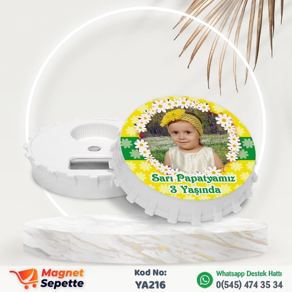 Papatyalı Fotoğraflı Doğum Günü Magnet