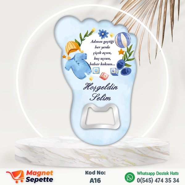 Pastel Mavi Temalı Ayak Magnet Açacak