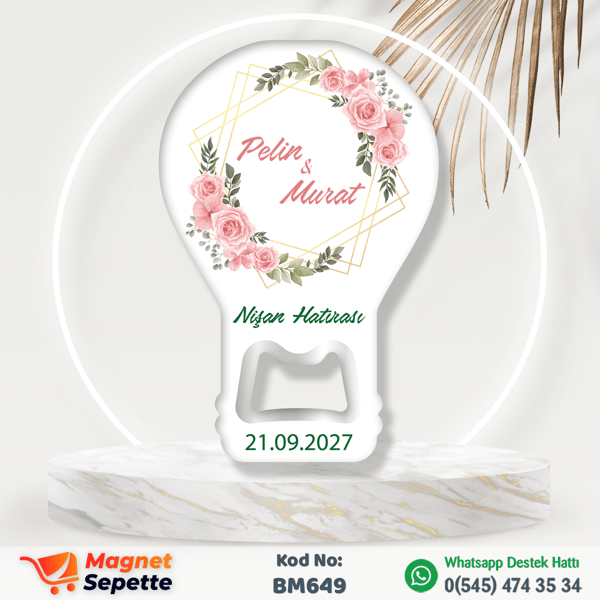 Pembe Güllü Nişan Magnet