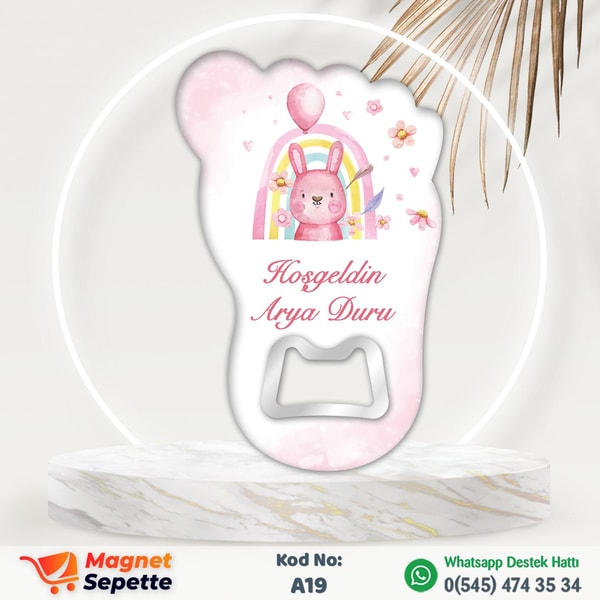 Pembe Tavşanlı Ayak Magnet Açacak