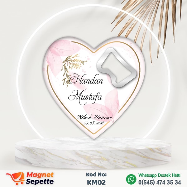 Pembe Yaprak Desenli Magnet Açacak