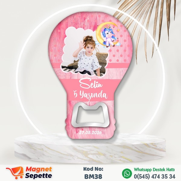 Ponyli Pembe Balon Magnet