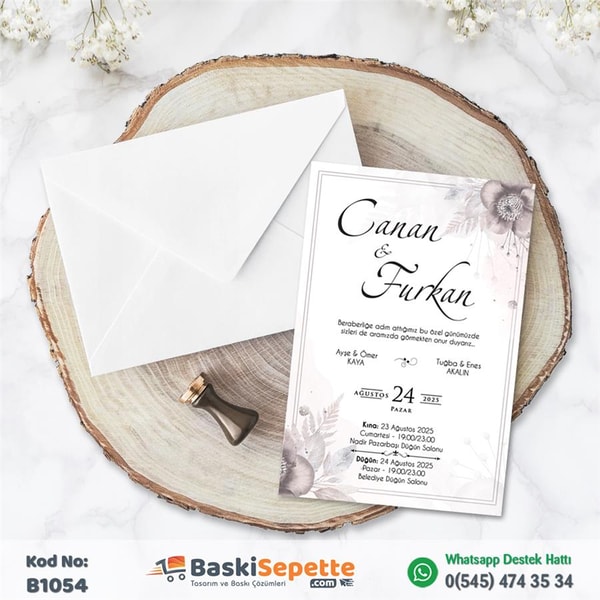 Sade Çerçeveli Düğün Davetiyesi