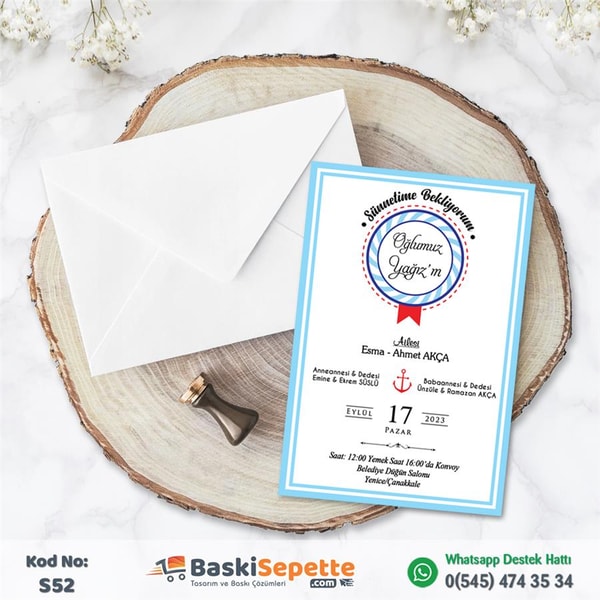 Sade Şık Sünnet Davetiyesi