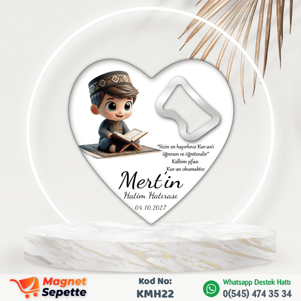 Sevimli Çocuk Figürlü Kalp Hatim Magnet