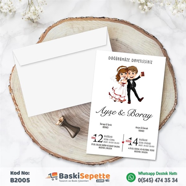 Sevimli Gelin Damat Davetiye Modeli