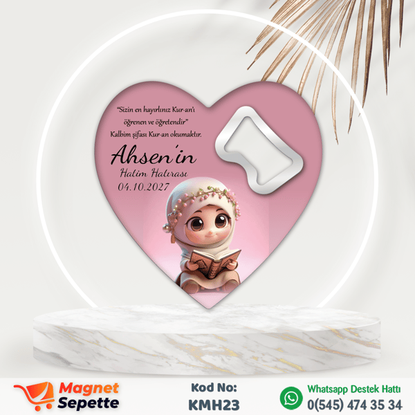 Şirin Kız Figürlü Kalp Hatim Magnet