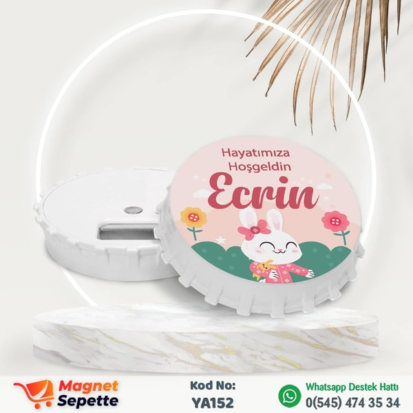 Şirin Tavşanlı Hoş Geldin Yuvarlak Magnet