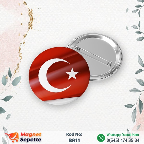 Türk Bayraklı Buton Rozet