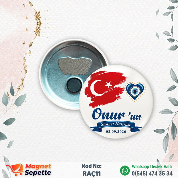 Türk Bayraklı Sünnet Rozet Magnet Açacak