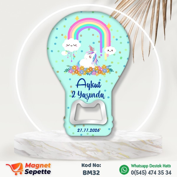 Unicornlu Gökkuşaklı Balon Magnet