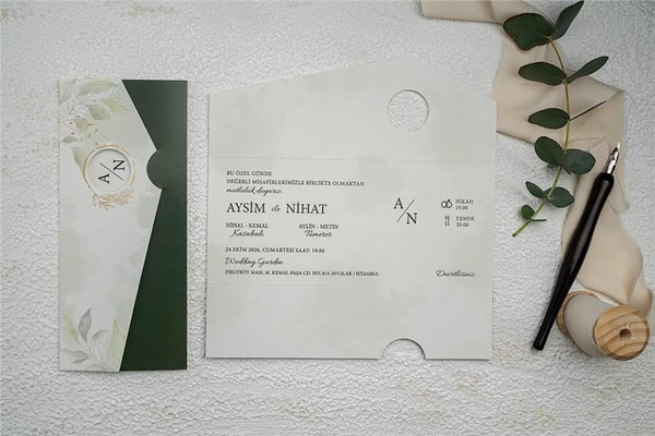 Yeşil Renkli Modern Davetiye