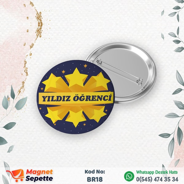 Yıldız Öğrenci Temalı Buton Rozet