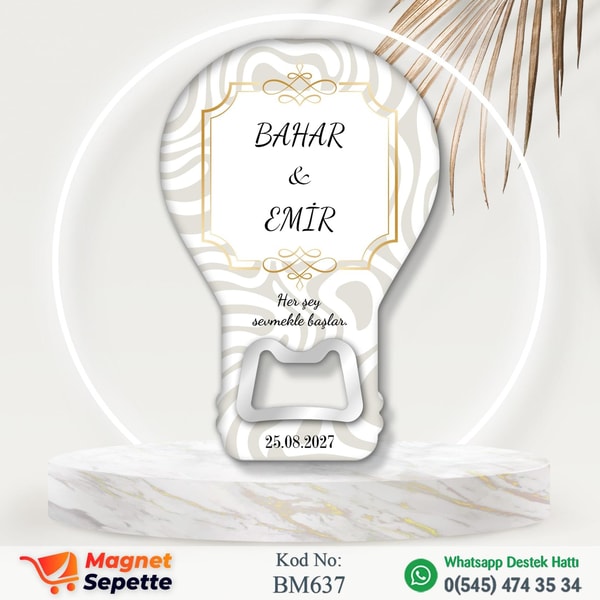 Zebra Desenli Düğün Magnet