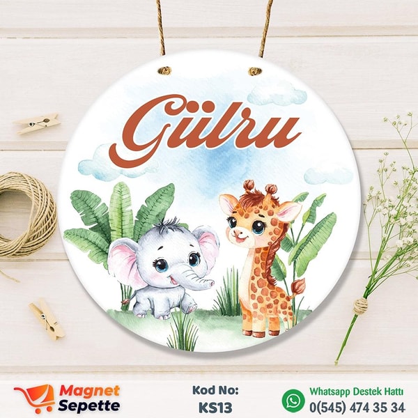 Zürafalı Filli Kapı Süsü