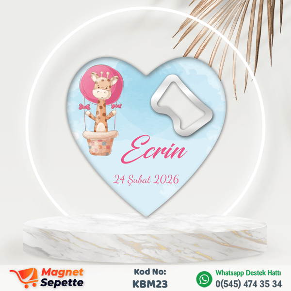 Zürafalı Hoş Geldin Kalp Magnet