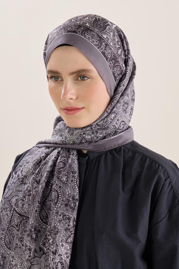 Soft Vual İpek Şal Gri