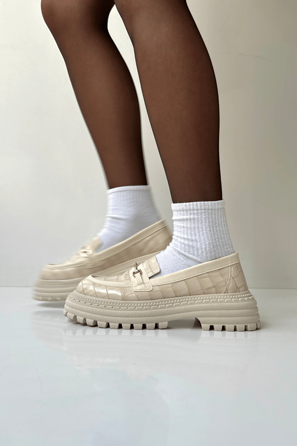 Kadın Loafer Ayakkabı BEJ CROCO