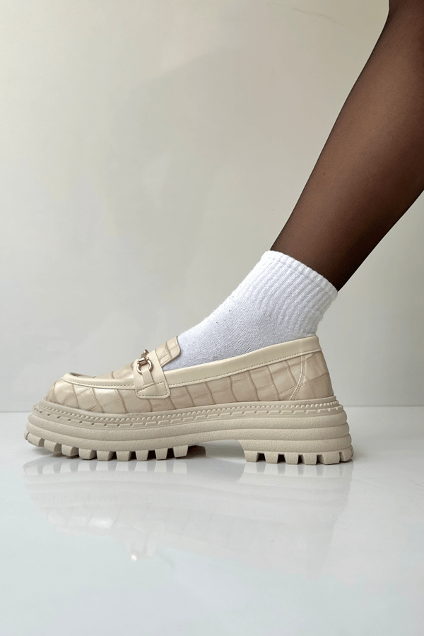 Kadın Loafer Ayakkabı BEJ CROCO