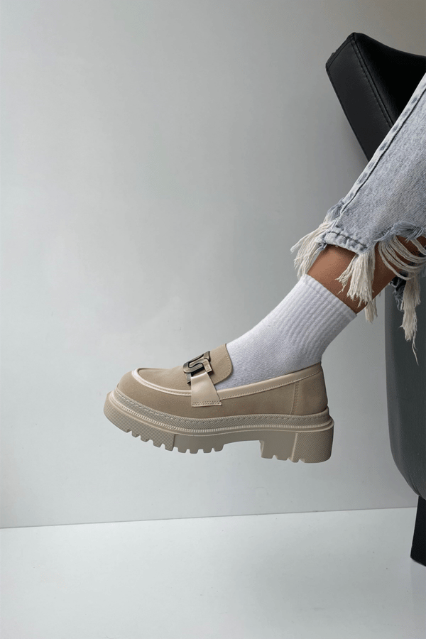 Kadın Loafer Ayakkabı BEJ SÜET