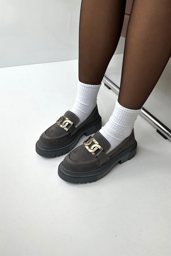 Kadın Loafer Ayakkabı GRİ SÜET