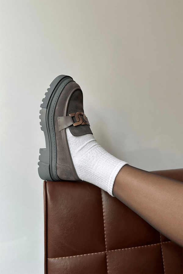 Kadın Loafer Ayakkabı GRİ SÜET