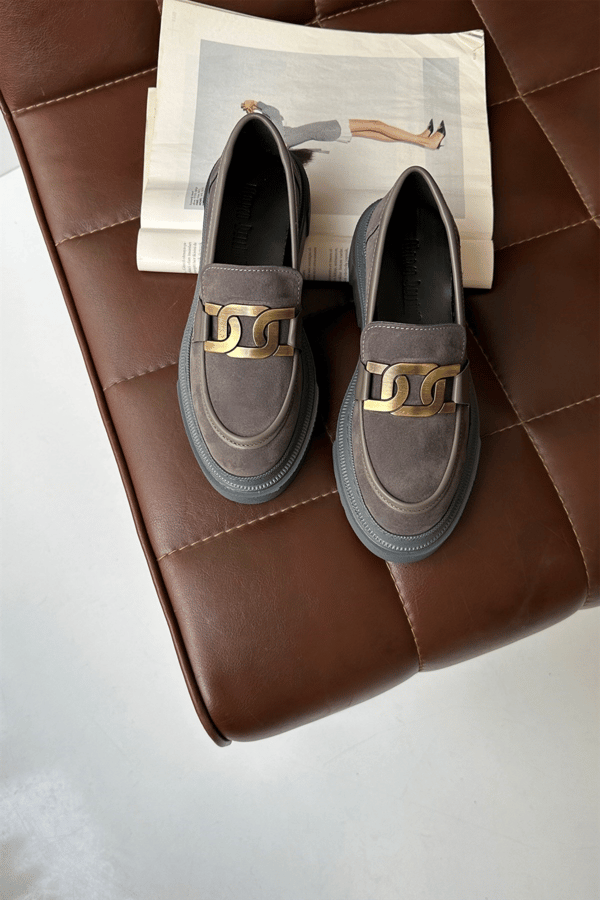Kadın Loafer Ayakkabı GRİ SÜET
