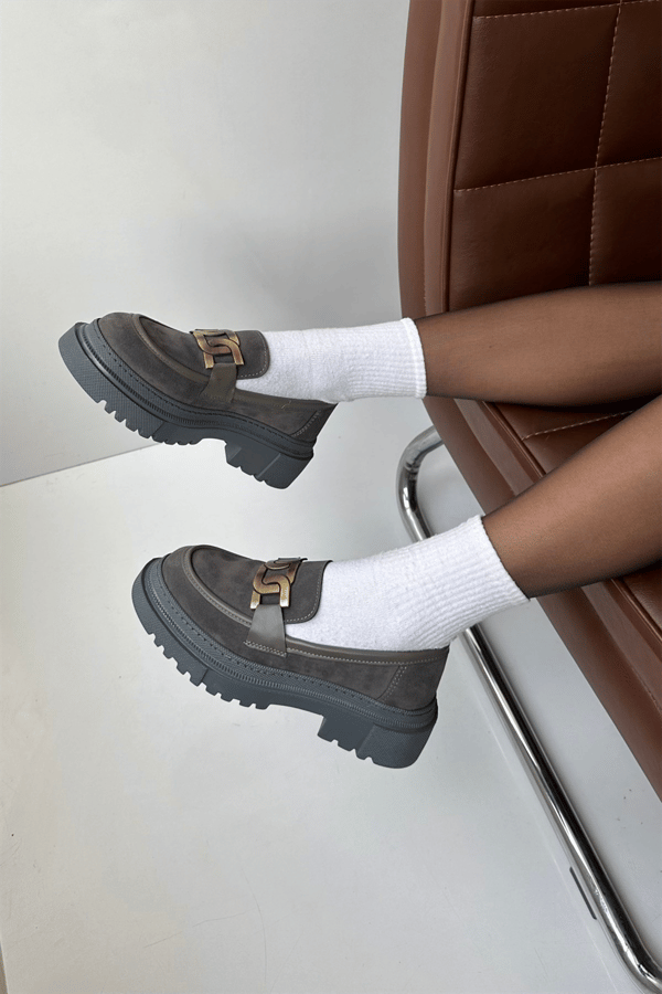 Kadın Loafer Ayakkabı GRİ SÜET