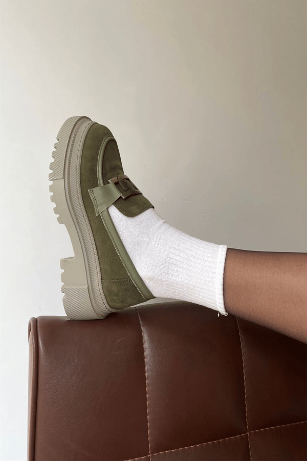Kadın Loafer Ayakkabı HAKİ SÜET