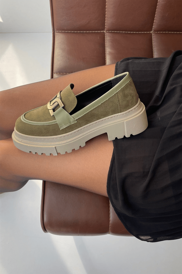 Kadın Loafer Ayakkabı HAKİ SÜET