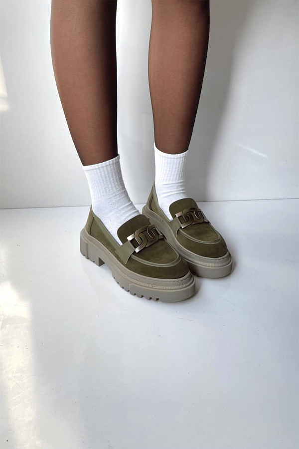 Kadın Loafer Ayakkabı HAKİ SÜET