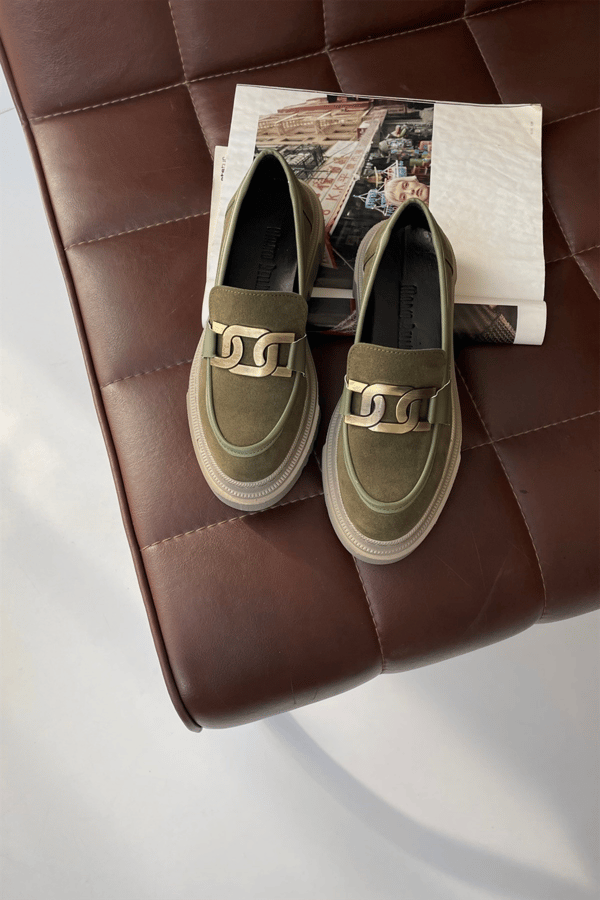 Kadın Loafer Ayakkabı HAKİ SÜET