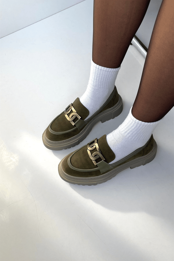 Kadın Loafer Ayakkabı HAKİ SÜET