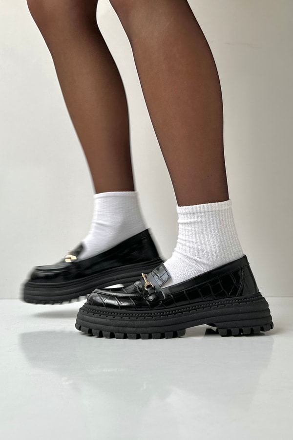 Kadın Loafer Ayakkabı SİYAH CROCO