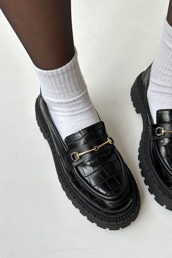 Kadın Loafer Ayakkabı SİYAH CROCO