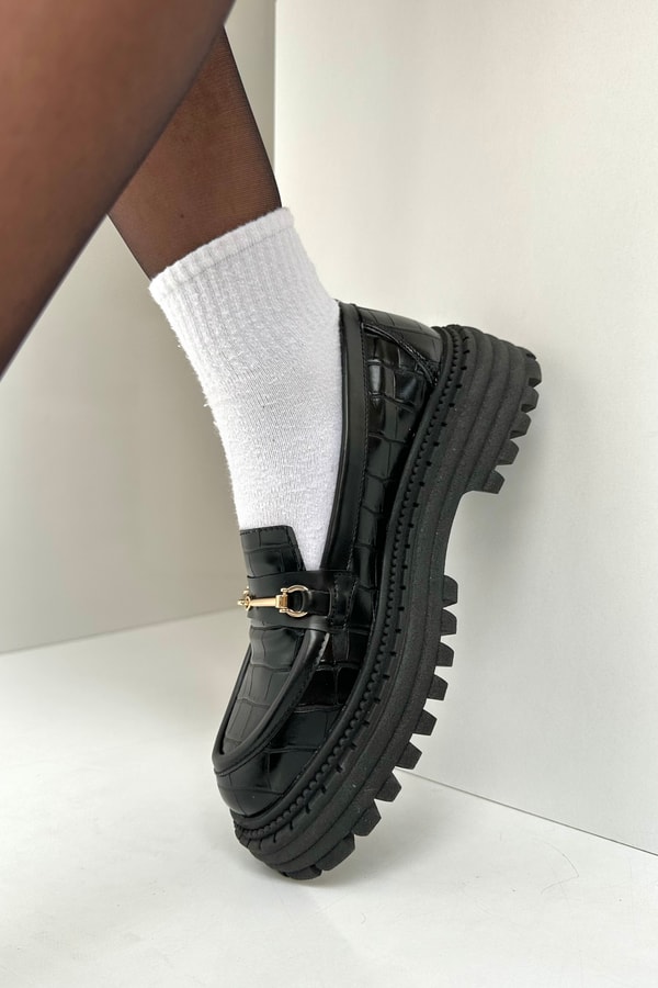 Kadın Loafer Ayakkabı SİYAH CROCO