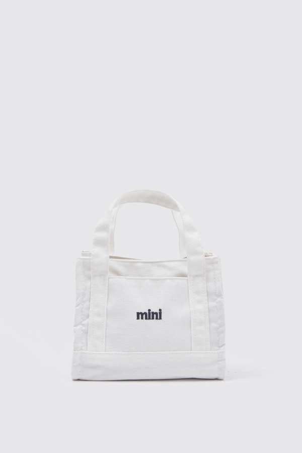 Kanvas Kumaş Kadın Çapraz Çanta Mini BEYAZ