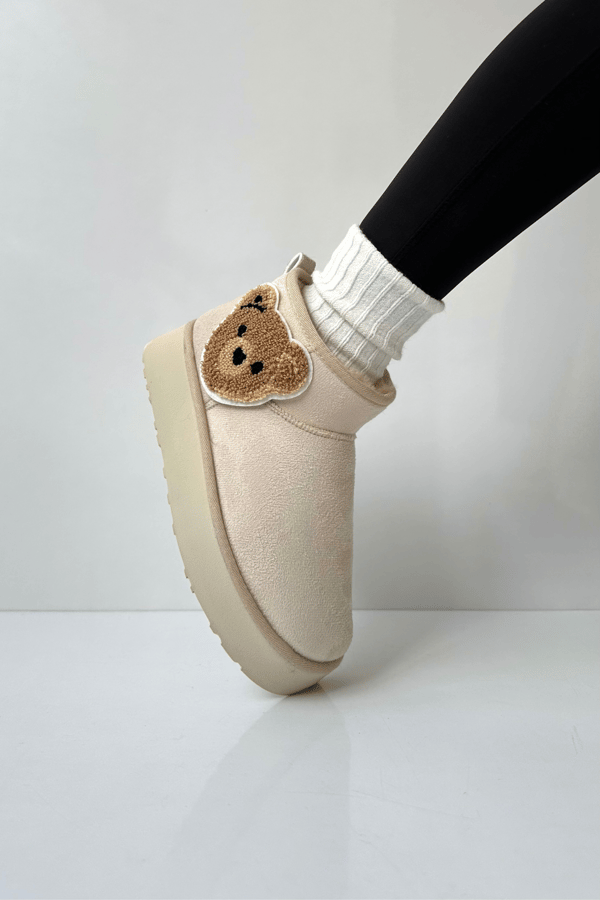 Mini İçi Kürklü Kalın Tabanlı BEJ BEAR