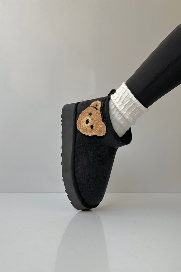 Mini İçi Kürklü Kalın Tabanlı SİYAH BEAR