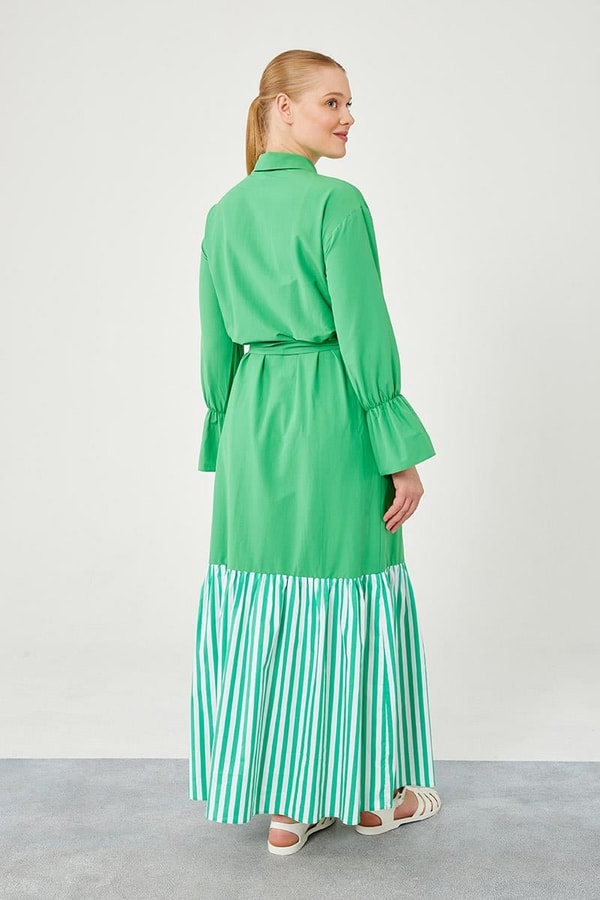 Levidor StudioLevidor Studio Benetton Çizgili Poplin Elbise