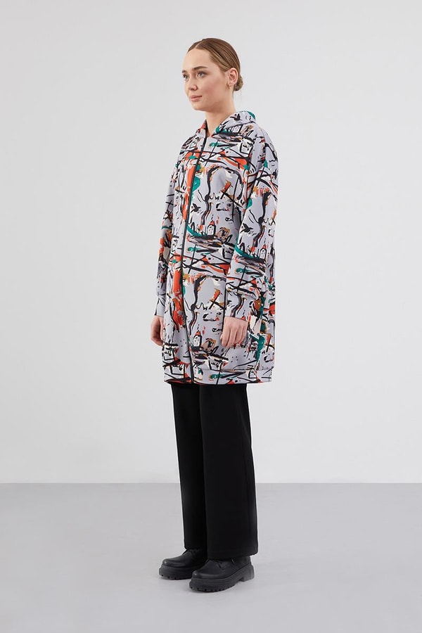 Levidor StudioLevidor Studio Gri Baskılı Oversize Kap